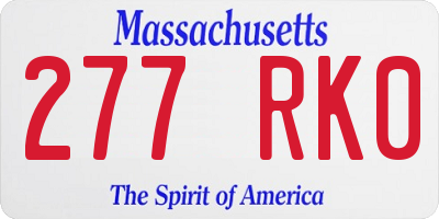 MA license plate 277RK0