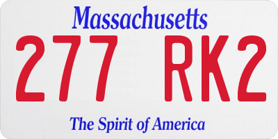 MA license plate 277RK2