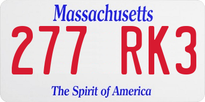 MA license plate 277RK3