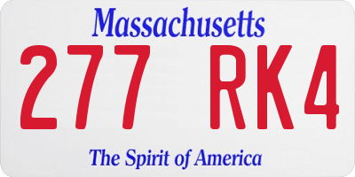 MA license plate 277RK4