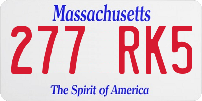 MA license plate 277RK5