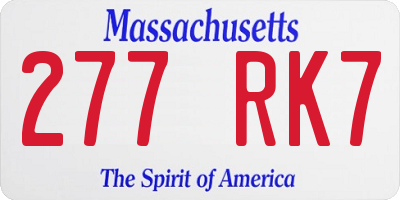 MA license plate 277RK7