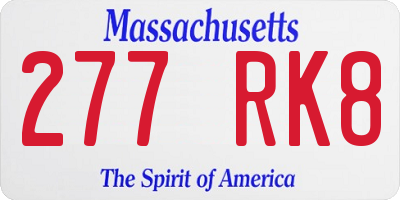 MA license plate 277RK8