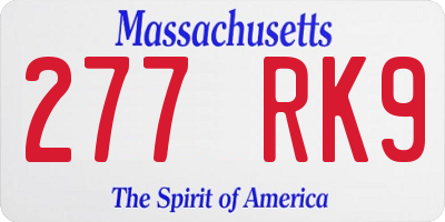 MA license plate 277RK9
