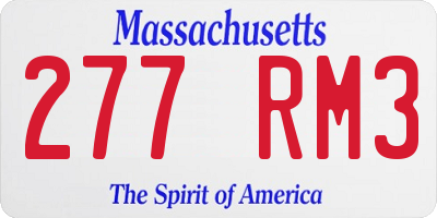 MA license plate 277RM3