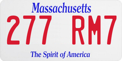 MA license plate 277RM7
