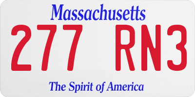 MA license plate 277RN3