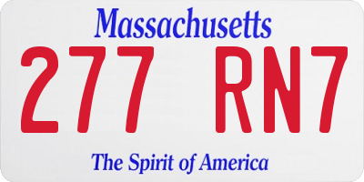 MA license plate 277RN7