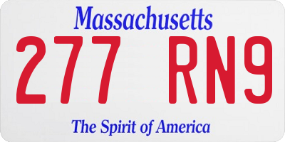 MA license plate 277RN9