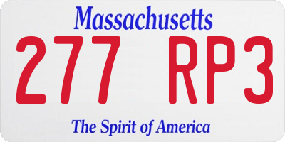 MA license plate 277RP3