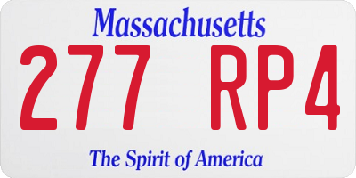 MA license plate 277RP4