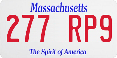 MA license plate 277RP9