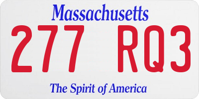 MA license plate 277RQ3