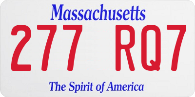 MA license plate 277RQ7