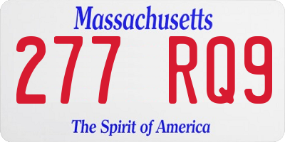 MA license plate 277RQ9