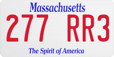 MA license plate 277RR3