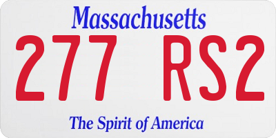 MA license plate 277RS2