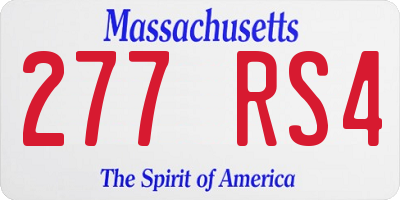 MA license plate 277RS4