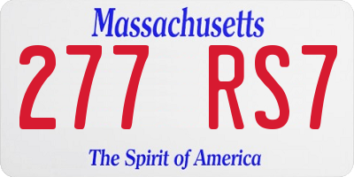 MA license plate 277RS7
