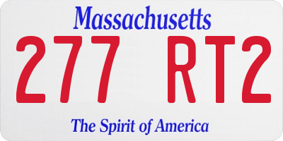 MA license plate 277RT2
