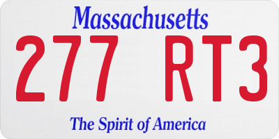 MA license plate 277RT3