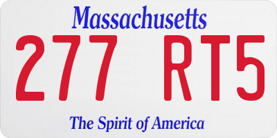 MA license plate 277RT5