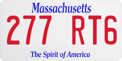 MA license plate 277RT6
