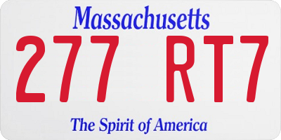 MA license plate 277RT7