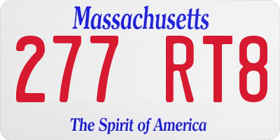 MA license plate 277RT8