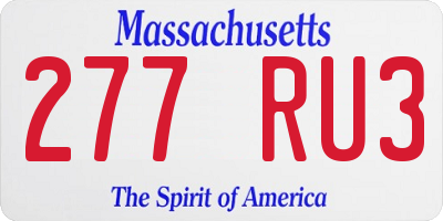 MA license plate 277RU3