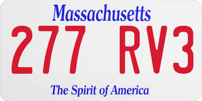 MA license plate 277RV3