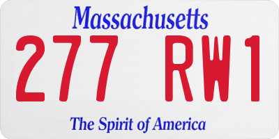 MA license plate 277RW1
