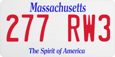 MA license plate 277RW3