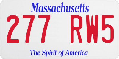 MA license plate 277RW5