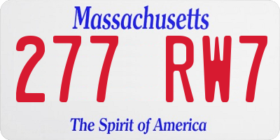 MA license plate 277RW7