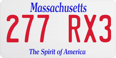MA license plate 277RX3