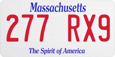 MA license plate 277RX9