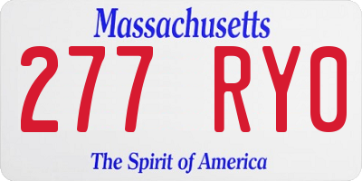 MA license plate 277RY0