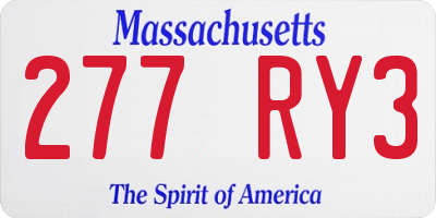 MA license plate 277RY3