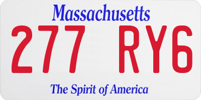 MA license plate 277RY6