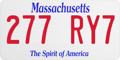 MA license plate 277RY7