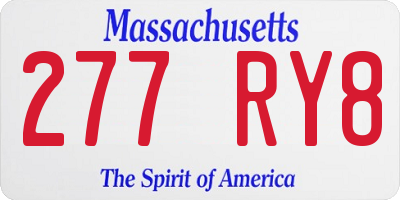 MA license plate 277RY8