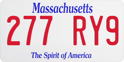 MA license plate 277RY9