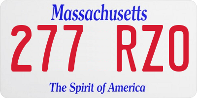 MA license plate 277RZ0