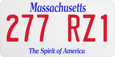 MA license plate 277RZ1