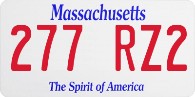 MA license plate 277RZ2
