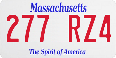 MA license plate 277RZ4
