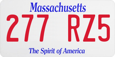 MA license plate 277RZ5