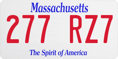 MA license plate 277RZ7
