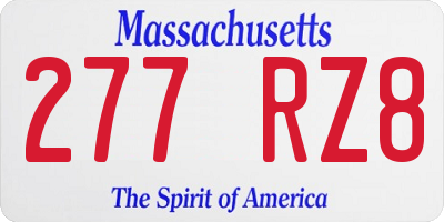 MA license plate 277RZ8